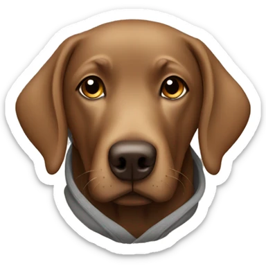 Brown labrador wearing a hoodie sticker