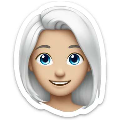 smiling girl with white hair blue eyes sticker
