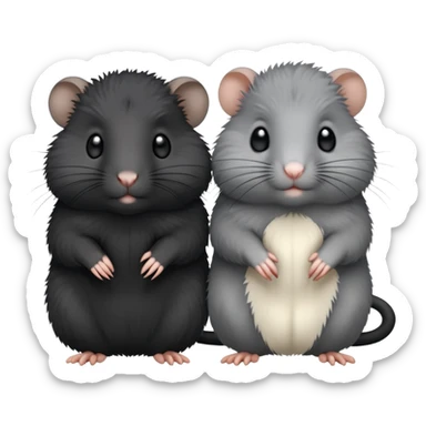 Black gerbil and grey gerbil￼ sticker