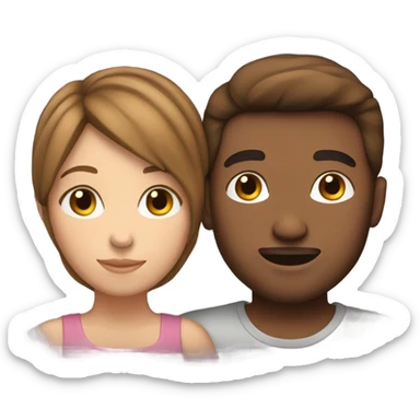 Fair skin brown hair couple huging sticker