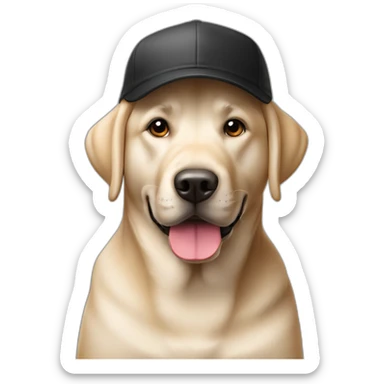 Labrador couleur noir avec une casquette rouge sticker