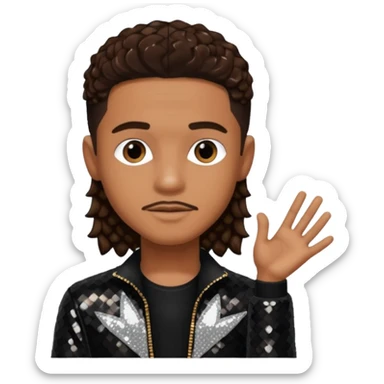 Lil Fizz from B2K with long dark brown hair, black sequin outfit sticker