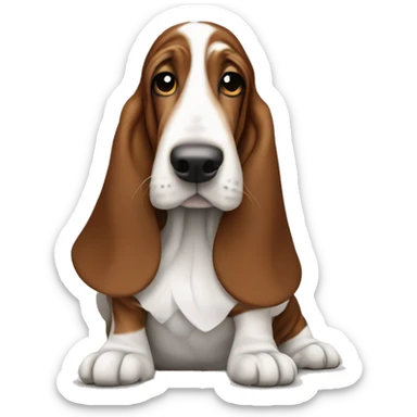 Basset hound with brown and white spots in a tutu sticker