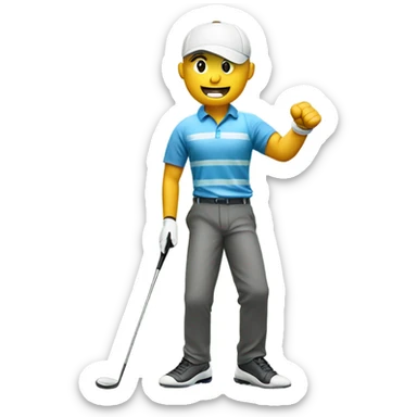 Golfer fist pumping after making a putt.  sticker