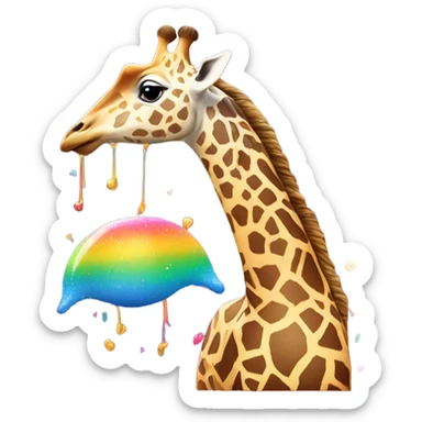 A giraffe riding a dolphin in a sea of sprinkles  sticker