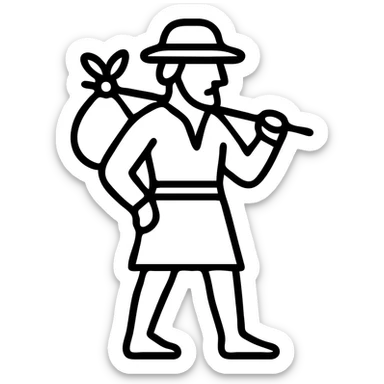 16th century German commoner in peasant clothing with a sack, icon style sticker