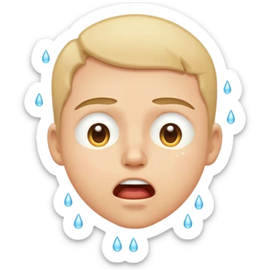 face with an extremely intense expression of pleasure, eyes tightly shut, mouth wide open, flushed cheeks, sweat drops sticker