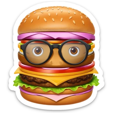 una hamburguesa con gafas y animado sticker