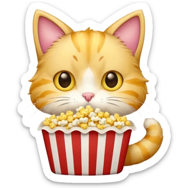 kitty eat pop corn sticker