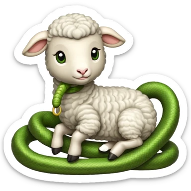 Lamb loves snake sticker