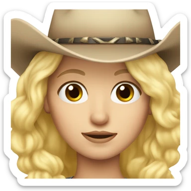 White girl with blonde hair and cowgirl hat  sticker