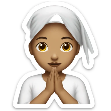 Light skin girl praying with white veil  sticker