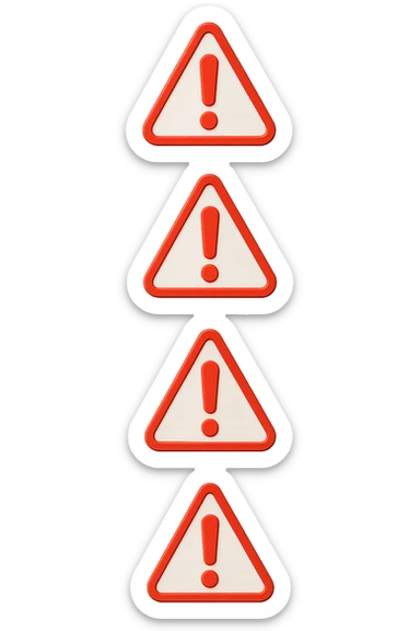 segnali di pericolo con punti esclamativi rossi fluttuano in aria verticalmente isolati su sfondo bianco sticker