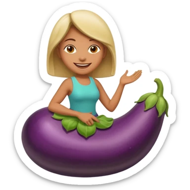 Woman riding eggplant sticker