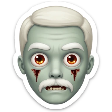 young zombie with white mustache sticker
