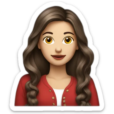 Brunette-girl-long-hair-old-money-fashion-style-red sticker