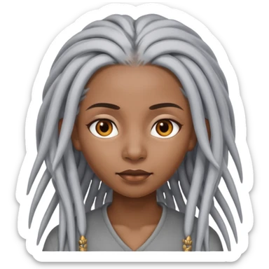 black woman with grey eyes with long silver dreadlocs sticker