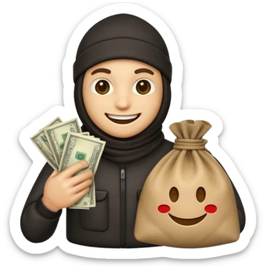 Robber emoji holding a bag of money sticker