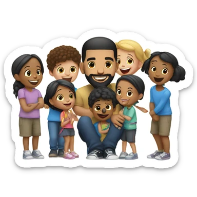 Drake with kids sticker