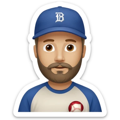 40 year old white man beard and baseball hat sticker