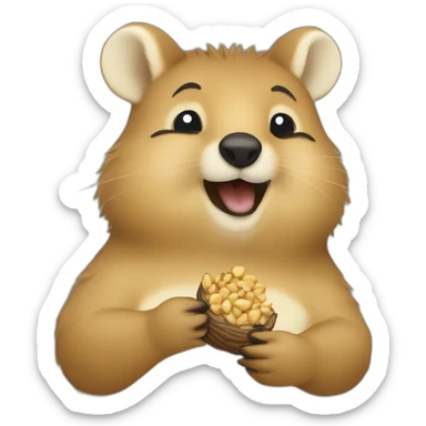 a cute quokka eating a pine nut  sticker