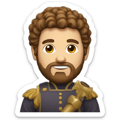 men with borwn hair taking a macebell sticker