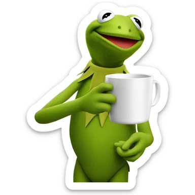 Kermit the frog drinking tea sticker
