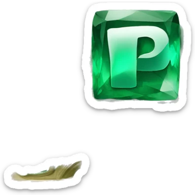 Emerald green square whit the letter P in the middle sticker