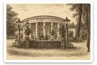 Ротонда в Лазаретном саду Курска в 19 веке - рисованный стиль sticker