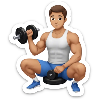 man seated weighted wrist curl sticker