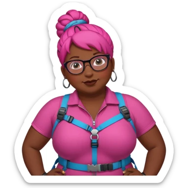 climber fat woman with dark pink bun hair and glassess sticker