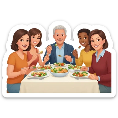 personas comiendo felices sticker