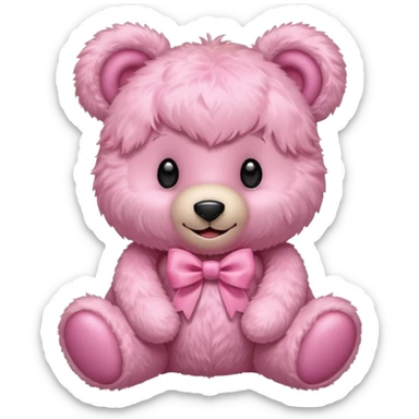 Aesthetic pink teddy with bow sticker