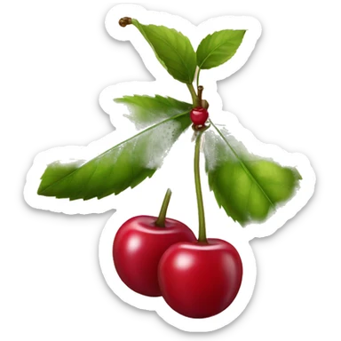 Two cherries but the stems have a bow on the top sticker