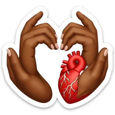 Je veux l'emoji main en cœur 🫶🏾 avec une main marron et une main blanche, deux mains qui forment un coeur sticker