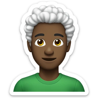 chico de pelo negro rizado, piel blanca y ojos verdes sticker