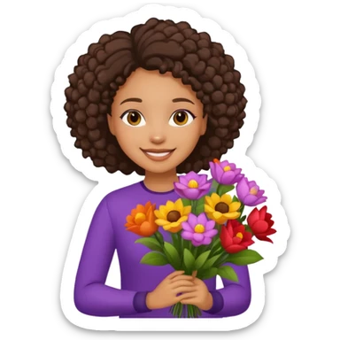 Lightskin black girl with bouquet sticker