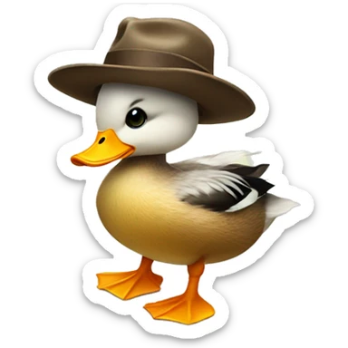 Cute duck wears a hat sticker