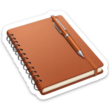 Copybook and pen in dark terracotta color  sticker