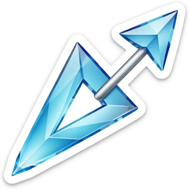 An upward arrow in the form of a crystal, with the caption "top" underneath it sticker