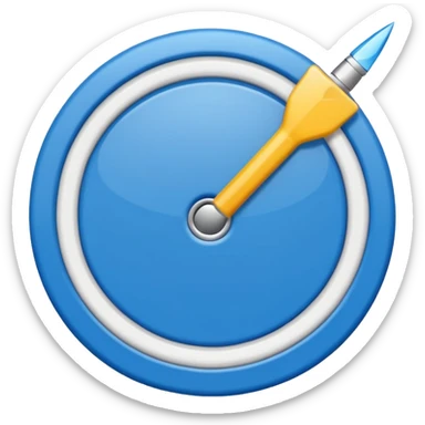 Circulo azul con una flechita adentro de color blanco sticker