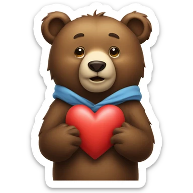 Bear with heart in his hands sticker