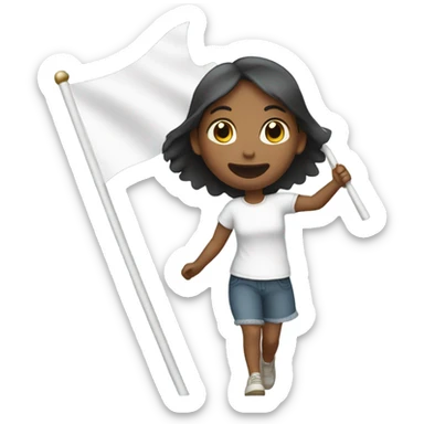 Girl spinning white flag  sticker