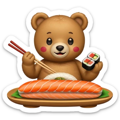 Teddy bear eating sushi  sticker