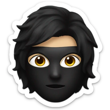 a boy with a black hair wearing a black mask sticker