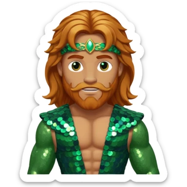 Hercules, God of Heroes from Gods and Goddesses with long reddish blonde hair, bronze and green sequin outfit sticker