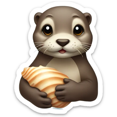 Otter holding a seashell  sticker