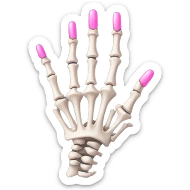 skeleton hand with long pink nails sticker