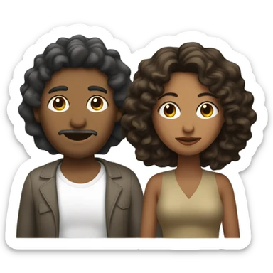 Mujer de pelo chino y cafe beso con hombre pelo negro sticker