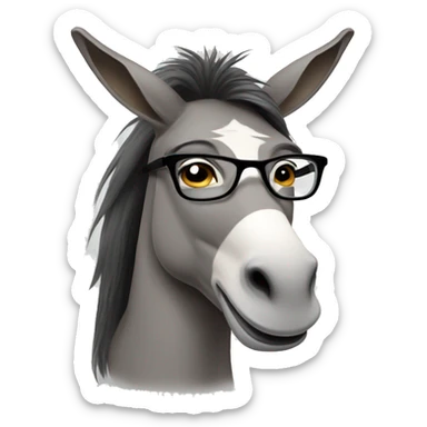 lazy female donkey with glasses and long hair and lipstick sticker